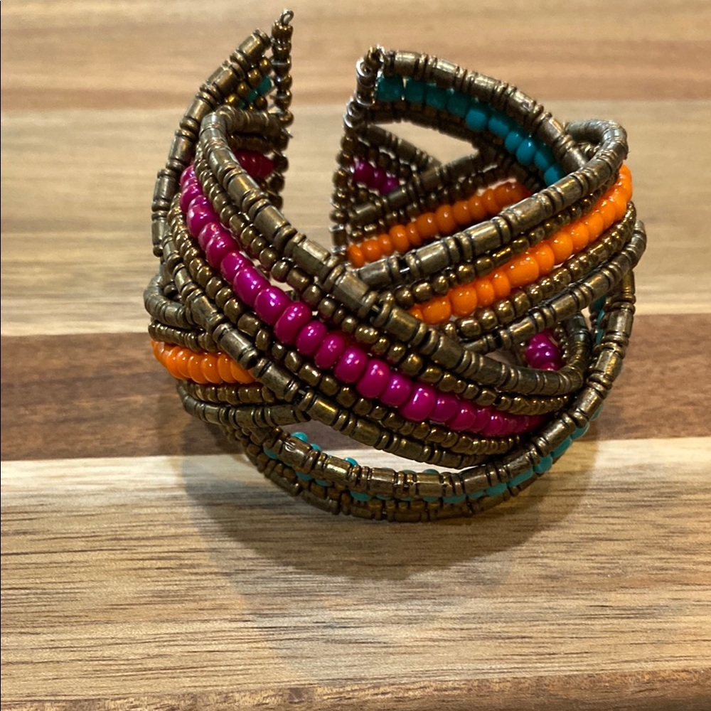 4/$20 Multicolor Beaded Cuff Bracelet